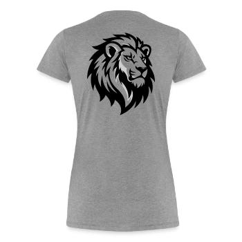 Majestic lion's head – symbol of power - Women's Premium Organic T-Shirt - heather grey - Back - Mia (176cm)
