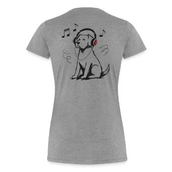 Dog Headphones Music Sketch Dog Gift - Women's Premium Organic T-Shirt - heather grey - Back - Mia (176cm)