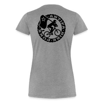 Antifa Bike Punks - Frauen Premium Bio T-Shirt - Grau meliert - Hinten - Mia (176cm)