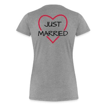 Just married heart wedding partner look - Women's Premium Organic T-Shirt - heather grey - Back - Mia (176cm)