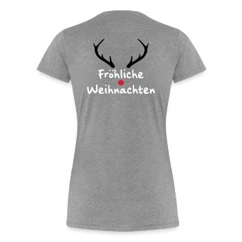 Fröhliche Weihnachten Rentier Weihnachtsgeschenk - Frauen Premium Bio T-Shirt - Grau meliert - Hinten - Mia (176cm)