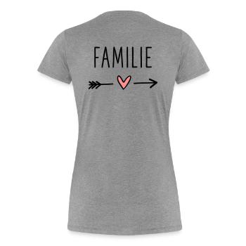Familie Herz Pfeil Liebe Amor Zusammenhalt - Frauen Premium Bio T-Shirt - Grau meliert - Hinten - Mia (176cm)