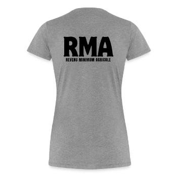 agriculture, agriculteur, paysan - T-shirt bio Premium Femme - gris chiné - Dos - Mia (176cm)