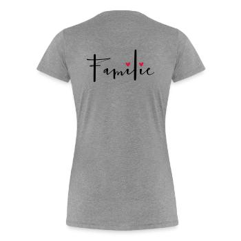 Familie Herz Liebe Geschenkidee - Frauen Premium Bio T-Shirt - Grau meliert - Hinten - Mia (176cm)
