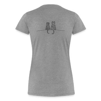  Katzen niedliches Katzenpaar skizziert - Frauen Premium Bio T-Shirt - Grau meliert - Hinten - Mia (176cm)