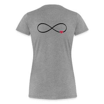 infini coeur - T-shirt bio Premium Femme - gris chiné - Dos - Mia (176cm)