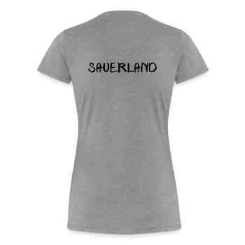 echt.SAUERLAND pur schwatt R - Frauen Premium Bio T-Shirt - Grau meliert - Hinten - Mia (176cm)