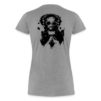 Jésus Graffiti avec un casque et lunettes de - T-shirt bio Premium Femme - gris chiné - Dos - Mia (176cm)