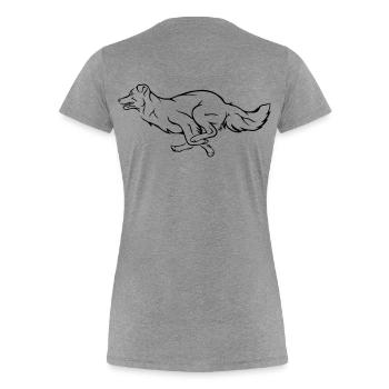 Running Dog - Agility - Frauen Premium Bio T-Shirt - Grau meliert - Hinten - Mia (176cm)