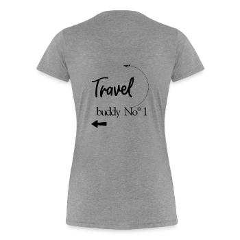 Travel Buddy 2 - Frauen Premium Bio T-Shirt - Grau meliert - Hinten - Mia (176cm)