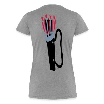 Archery quiver and arrows design by Patjila - Women's Premium Organic T-Shirt - heather grey - Back - Mia (176cm)
