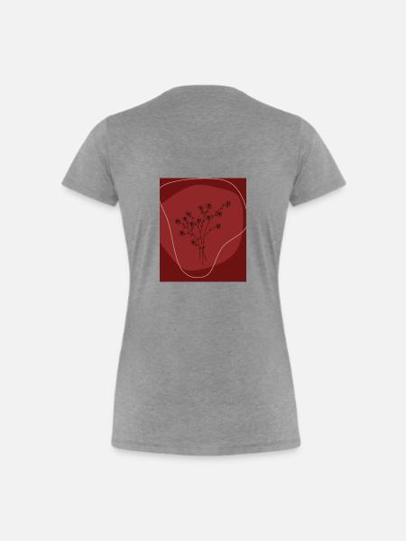 Rotes Blumenmotiv Blumen Geschenk - Frauen Premium Bio T-Shirt - Grau meliert