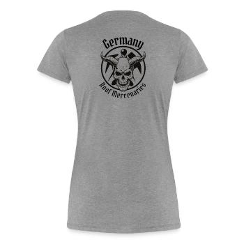 Roofer Elite - Germany Roof Mercenaries Skull - Women's Premium Organic T-Shirt - heather grey - Back - Mia (176cm)