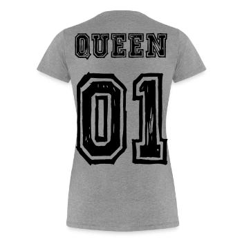 Queen King Partnerlook Love - Frauen Premium Bio T-Shirt - Grau meliert - Hinten - Mia (176cm)