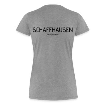 Schaffhausen - Frauen Premium Bio T-Shirt - Grau meliert - Hinten - Mia (176cm)