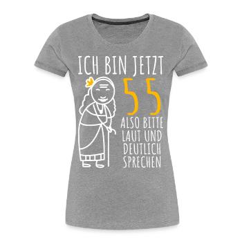 55. Geburtstag Frau 55er Ich bin jetzt 55 Jahre - Frauen Premium Bio T-Shirt - Grau meliert - Vorne - Mia (176cm)