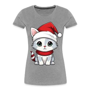 Cat Christmas Christmas Cat Cute Merry Catmas - Women's Premium Organic T-Shirt - heather grey - Front - Mia (176cm)