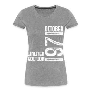 Oktober 1971 Geschenk zum Jahrestag. Oktober 1971. - Frauen Premium Bio T-Shirt - Grau meliert - Vorne - Mia (176cm)