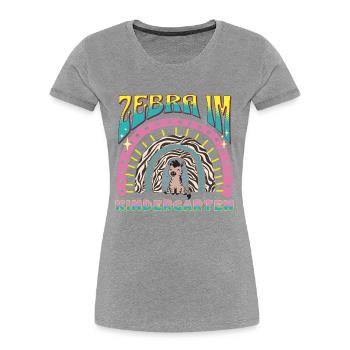 Zebra im Kindergarten Regenbogen Streife Design DE - Frauen Premium Bio T-Shirt - Grau meliert - Vorne - Mia (176cm)