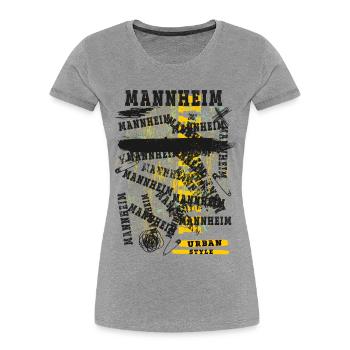 Mannheim Deutschland Stadt Skyline Heimat Liebe - Frauen Premium Bio T-Shirt - Grau meliert - Vorne - Mia (176cm)