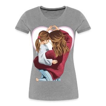 Un seul cœur - T-shirt bio Premium Femme - gris chiné - Devant - Mia (176cm)