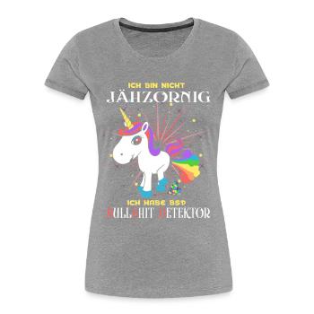 Einhorn Bullshit-Detektor - Frauen Premium Bio T-Shirt - Grau meliert - Vorne - Mia (176cm)