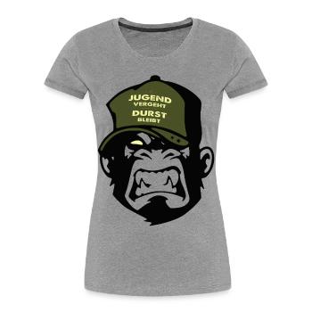 Spruch Jugend - Frauen Premium Bio T-Shirt - Grau meliert - Vorne - Mia (176cm)