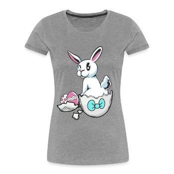 Pâques lapin coquille d’oeuf oeufs oeufs de Pâques oeufs d’enfant oeuf - T-shirt bio Premium Femme - gris chiné - Devant - Mia (176cm)