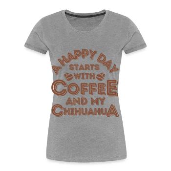 Chihuahua Café pour chiens - T-shirt bio Premium Femme - gris chiné - Devant - Mia (176cm)
