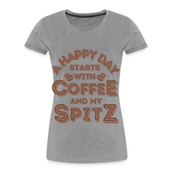 Spitz Café pour chiens - T-shirt bio Premium Femme - gris chiné - Devant - Mia (176cm)