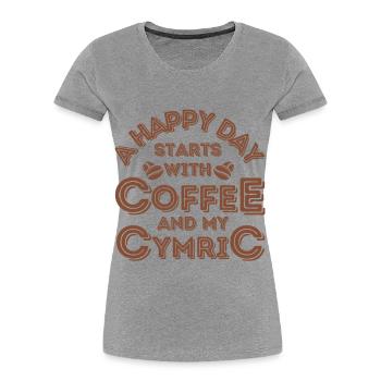 Cymric Katze Kaffee Cafe - Frauen Premium Bio T-Shirt - Grau meliert - Vorne - Mia (176cm)