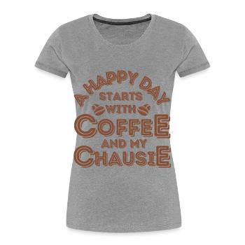 Chausie Katze Kaffee Cafe - Frauen Premium Bio T-Shirt - Grau meliert - Vorne - Mia (176cm)