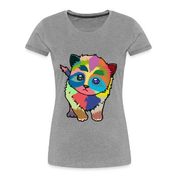 Little colorful cute cat - Women's Premium Organic T-Shirt - heather grey - Front - Mia (176cm)