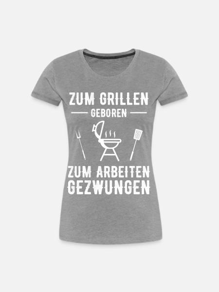 Grillen Grill Grillsaison - Frauen Premium Bio T-Shirt - Grau meliert