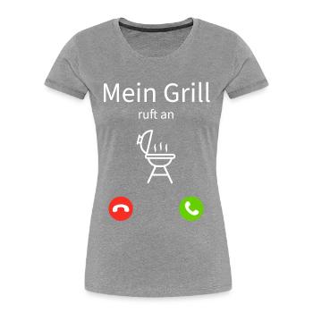 Grill Grillen Humor Grillsaison - Frauen Premium Bio T-Shirt - Grau meliert - Vorne - Mia (176cm)
