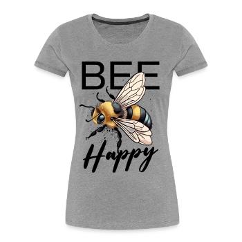 Bee Happy - Frauen Premium Bio T-Shirt - Grau meliert - Vorne - Mia (176cm)
