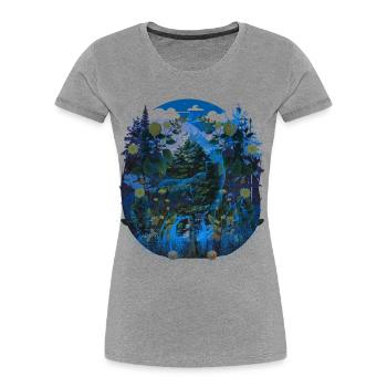Vintage rétro cerf Nature Woodland Animal Woodland - T-shirt bio Premium Femme - gris chiné - Devant - Mia (176cm)