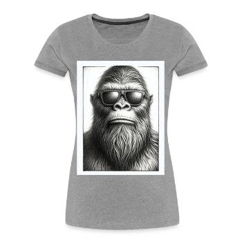Bigfoot Mugshot Portrait - Frauen Premium Bio T-Shirt - Grau meliert - Vorne - Mia (176cm)