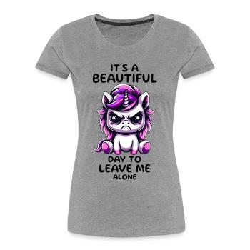 C’est une belle journée pour me laisser tranquille. - T-shirt bio Premium Femme - gris chiné - Devant - Mia (176cm)