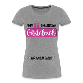 Frauen 55. Geburtstag Unterschreiben für Gäste - Frauen Premium Bio T-Shirt - Grau meliert - Vorne - Mia (176cm)