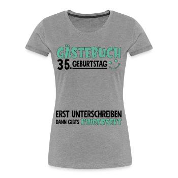 Livre d’or 35 Signe d’anniversaire pour enfants - T-shirt bio Premium Femme - gris chiné - Devant - Mia (176cm)