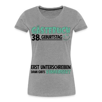 Guestbook 38 Birthday Sign Children's - Women's Premium Organic T-Shirt - heather grey - Front - Mia (176cm)