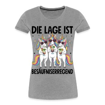 La situation est l’ivresse - T-shirt bio Premium Femme - gris chiné - Devant - Mia (176cm)