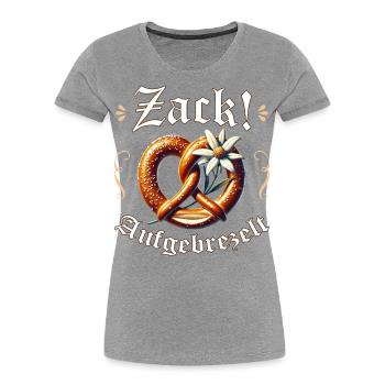 Trachtenshirt Damen Ersatz Dirndl T-Shirt Tracht - Frauen Premium Bio T-Shirt - Grau meliert - Vorne - Mia (176cm)