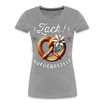 Trachten T-Shirt Damen Trachtenshirt Dirndl Shirt - Frauen Premium Bio T-Shirt - Grau meliert - Vorne - Mia (176cm)