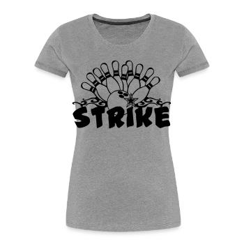 Bowling Strike , Fun Shirt , Strike (25) - Frauen Premium Bio T-Shirt - Grau meliert - Vorne - Mia (176cm)