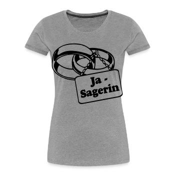 Junggesellenabschied , JGA Braut Ja Sagerin (25) - Frauen Premium Bio T-Shirt - Grau meliert - Vorne - Mia (176cm)
