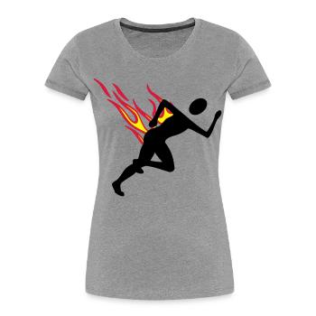 Jogger with flames - Women's Premium Organic T-Shirt - heather grey - Front - Mia (176cm)