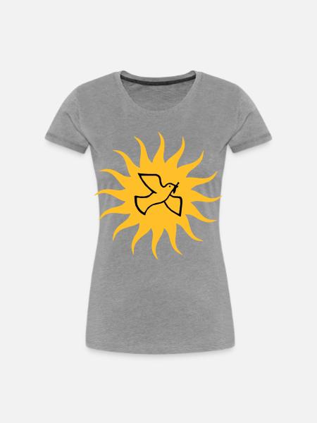 Friedenstaube Sonne - Frauen Premium Bio T-Shirt - Grau meliert