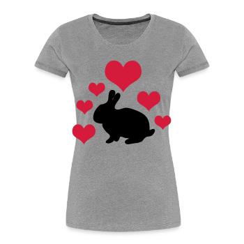 Rabbit with 6 hearts 2 - Women's Premium Organic T-Shirt - heather grey - Front - Mia (176cm)